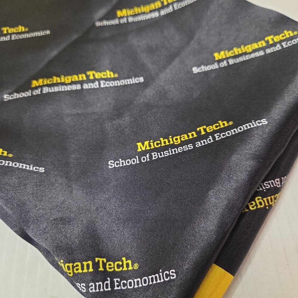 MICHIGAN TECH School Of Business Ascot Style  Scarf 34x24 - Picture 3 of 4